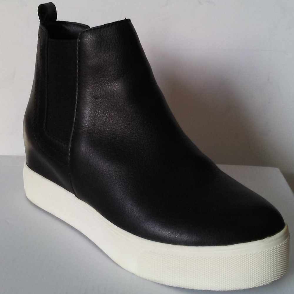 J/Slides Black Shirl High Top Hidden Wedge Chelsea